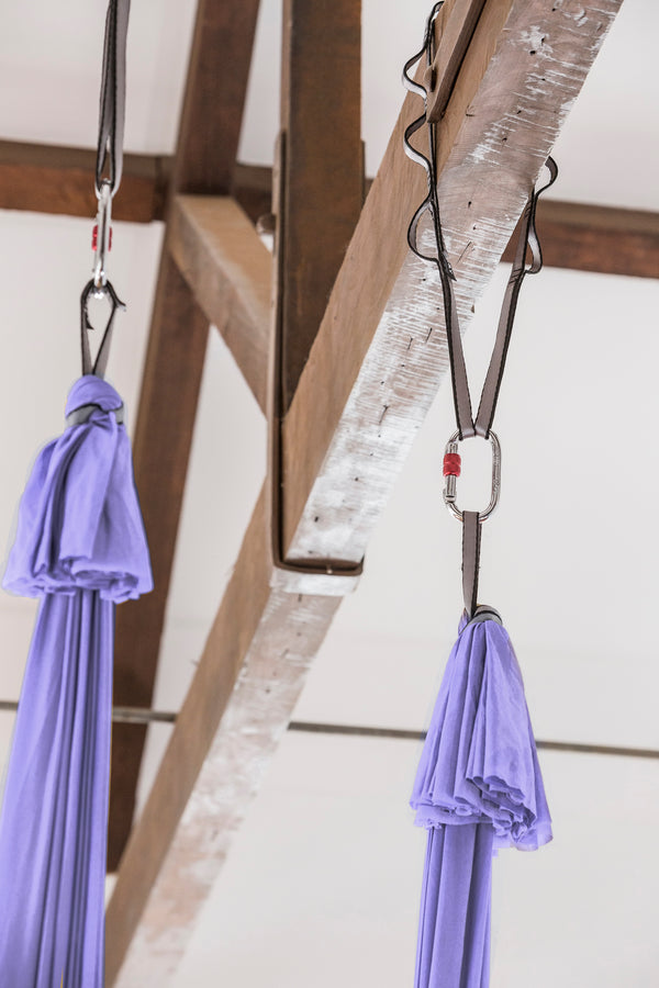 Silk Aerial Yoga Swing & Hammock Kit for Improved Yoga Inversions, Flexibility & Core Strength - Lilac