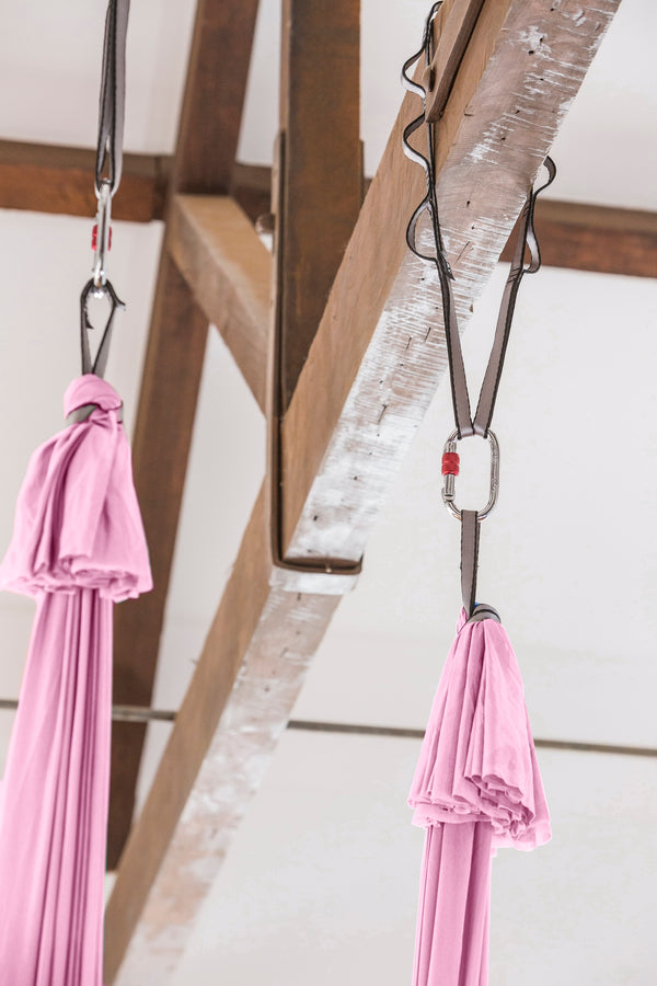 Silk Aerial Yoga Swing & Hammock Kit for Improved Yoga Inversions, Flexibility & Core Strength - Pink